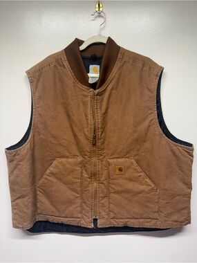 Carhartt Brown Quilted Kids Work Vest with Ribbed Collar